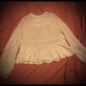 Free People, Prairie Style, English Rose Embroidered, Long Sleeve Blouse